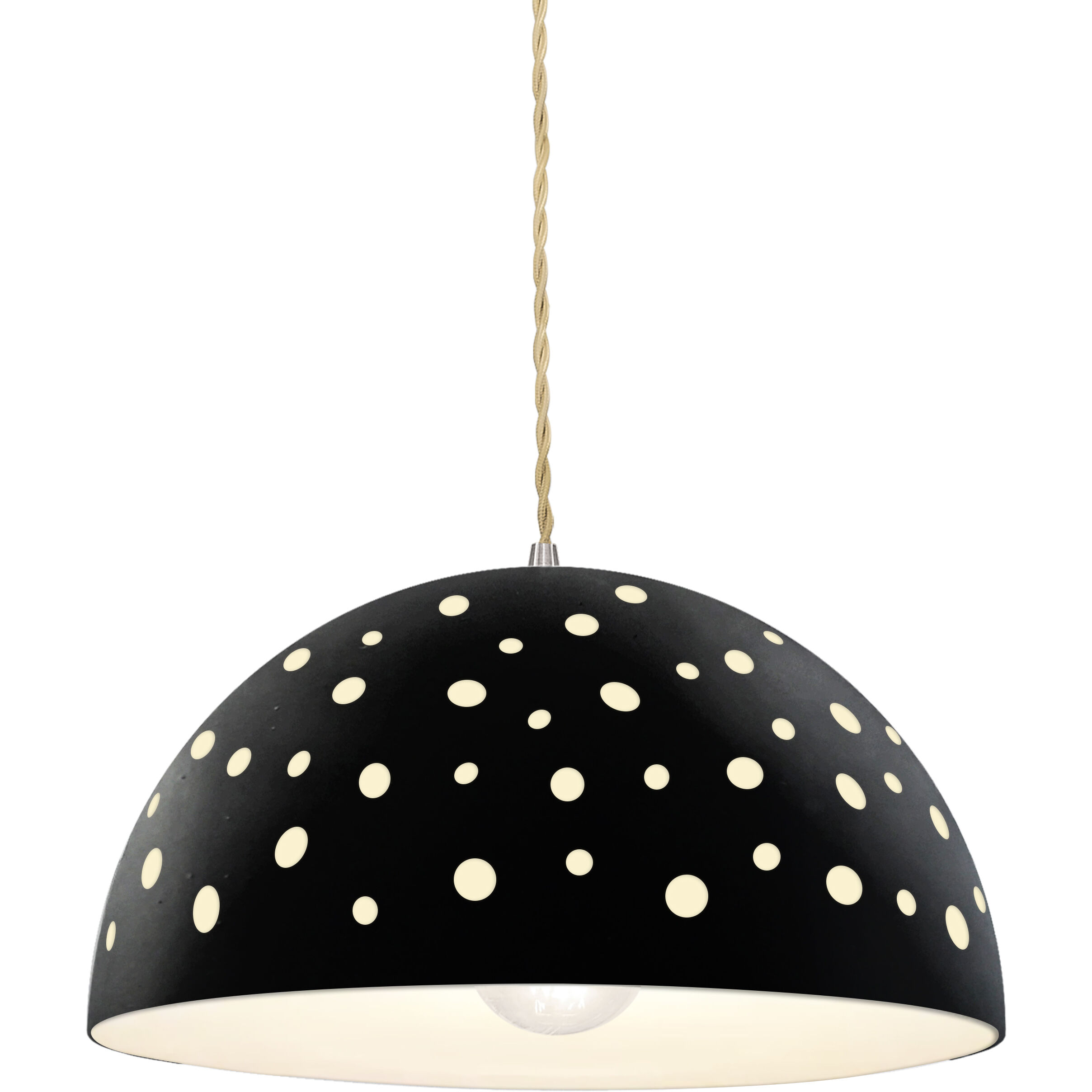 Perforated Dome Pendant Ceiling Light in Replaceable Bulb, Carbon Matte Black, Form+Finish+Function
