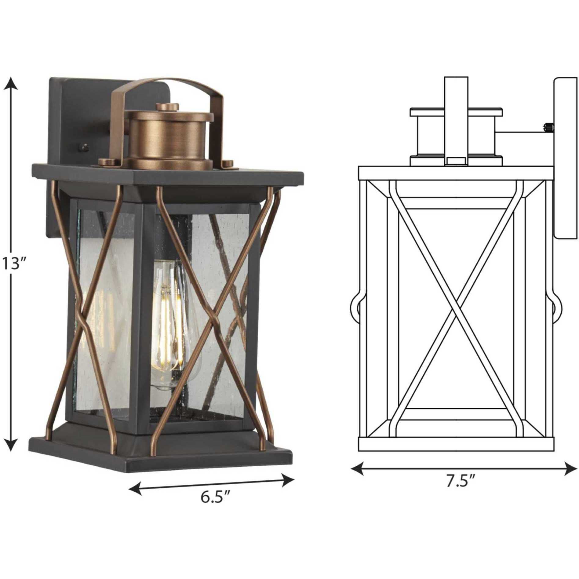 Barlowe 1 Light 13 inch Antique Bronze Outdoor Wall Lantern, Small