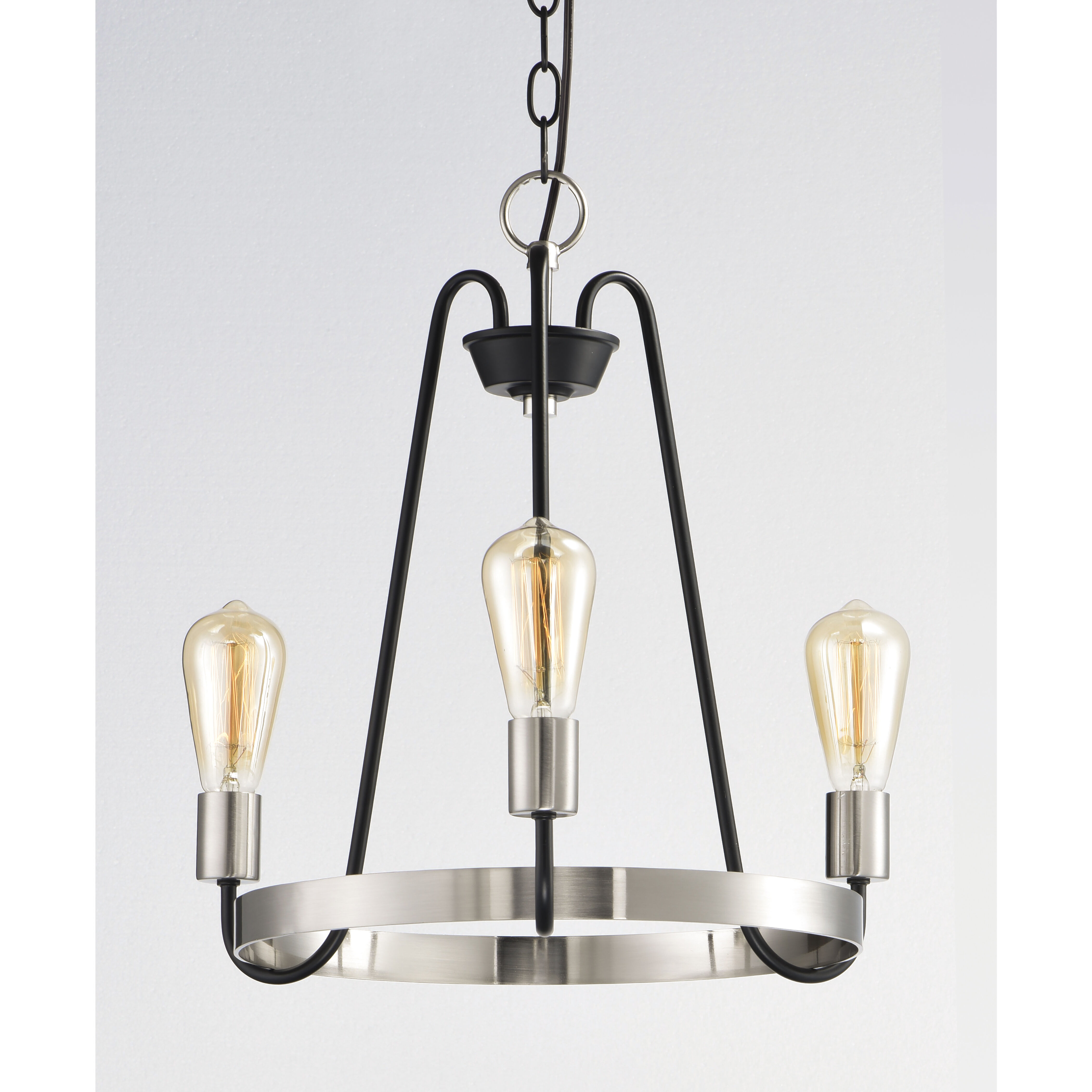 Haven 3 Light 19 inch Black/Satin Nickel Single-Tier Chandelier Ceiling Light in Black and Satin Nickel