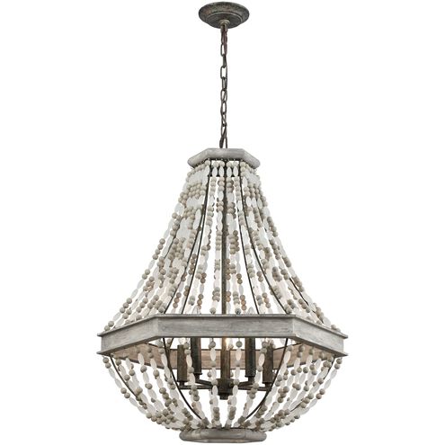 Summerton 5 Light 24 inch Washed Gray with Malted Rust Chandelier Ceiling Light