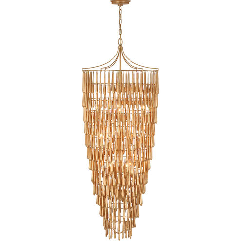 Julie Neill Vacarro LED 25 inch Antique Gold Leaf Cascading Chandelier Ceiling Light, Tall