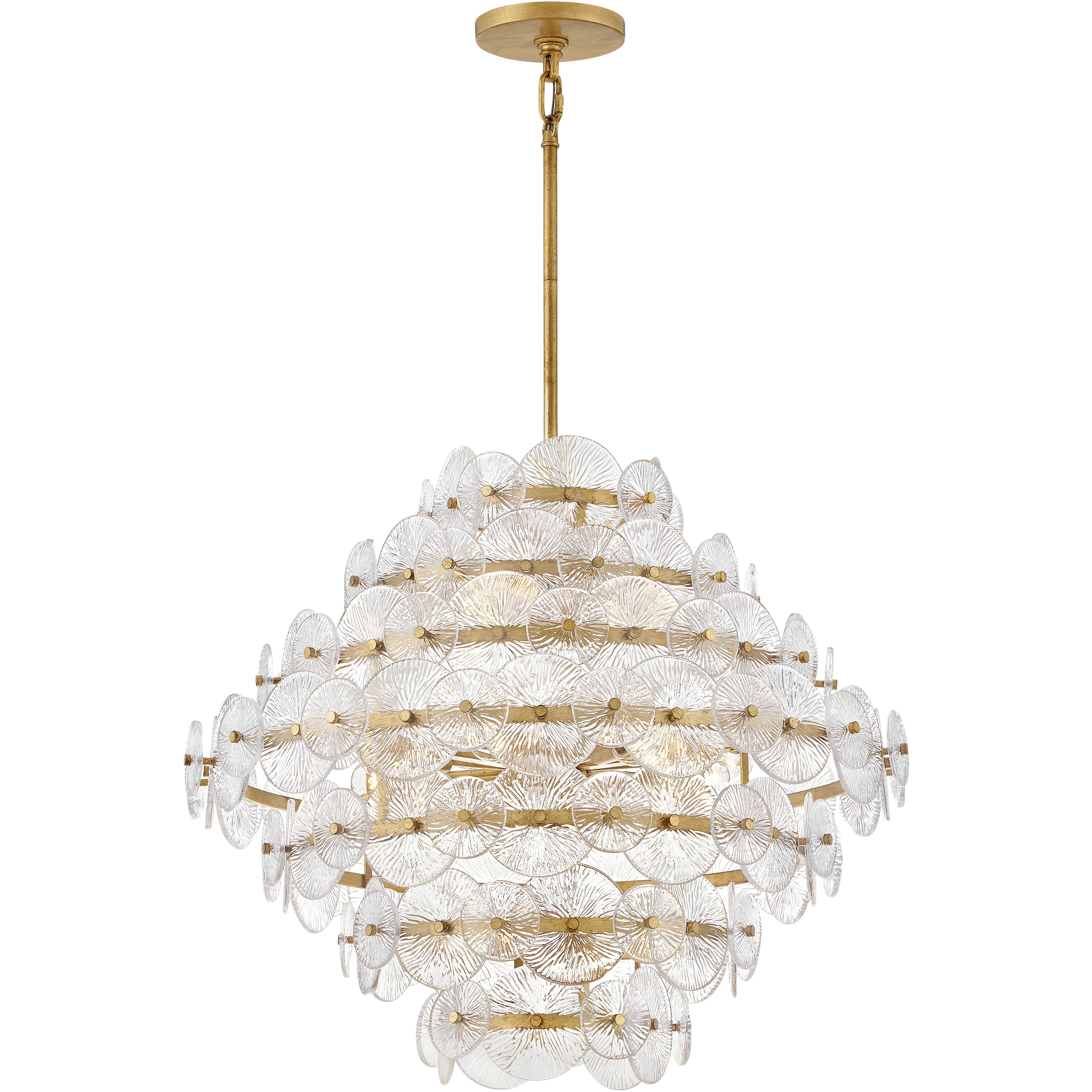 Rene LED 28.5 inch Distressed Brass Chandelier Ceiling Light