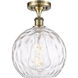 Ballston Athens Water Glass LED 10 inch Antique Brass Semi-Flush Mount Ceiling Light