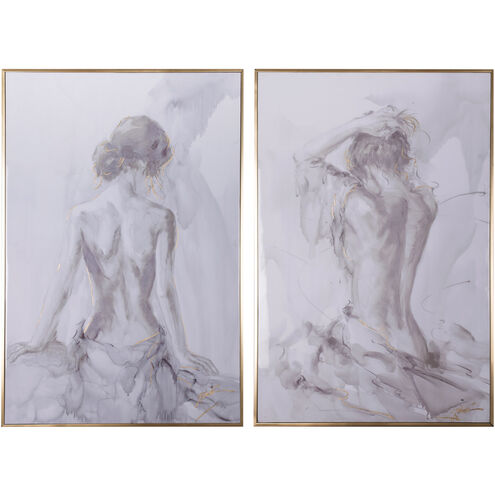 Artist's Figure Gold/Gray Wall Art, Set of 2