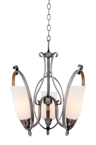 Mateo 3 Light 18 inch Hierloom Bronze Chandelier Ceiling Light in OPAL, Flecked Iron FALL CLEARANCE