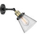 Franklin Restoration Small Cone 1 Light 6 inch Black Antique Brass Sconce Wall Light in Clear Glass, Franklin Restoration