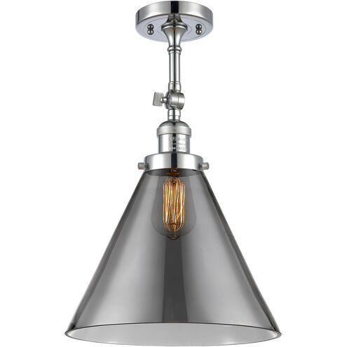 Franklin Restoration X-Large Cone 1 Light 12 inch Polished Chrome Semi-Flush Mount Ceiling Light in Plated Smoke Glass, Franklin Restoration