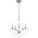 Priscilla 5 Light Antique Silver Chandelier Ceiling Light in White Pearl, Adjustable Height