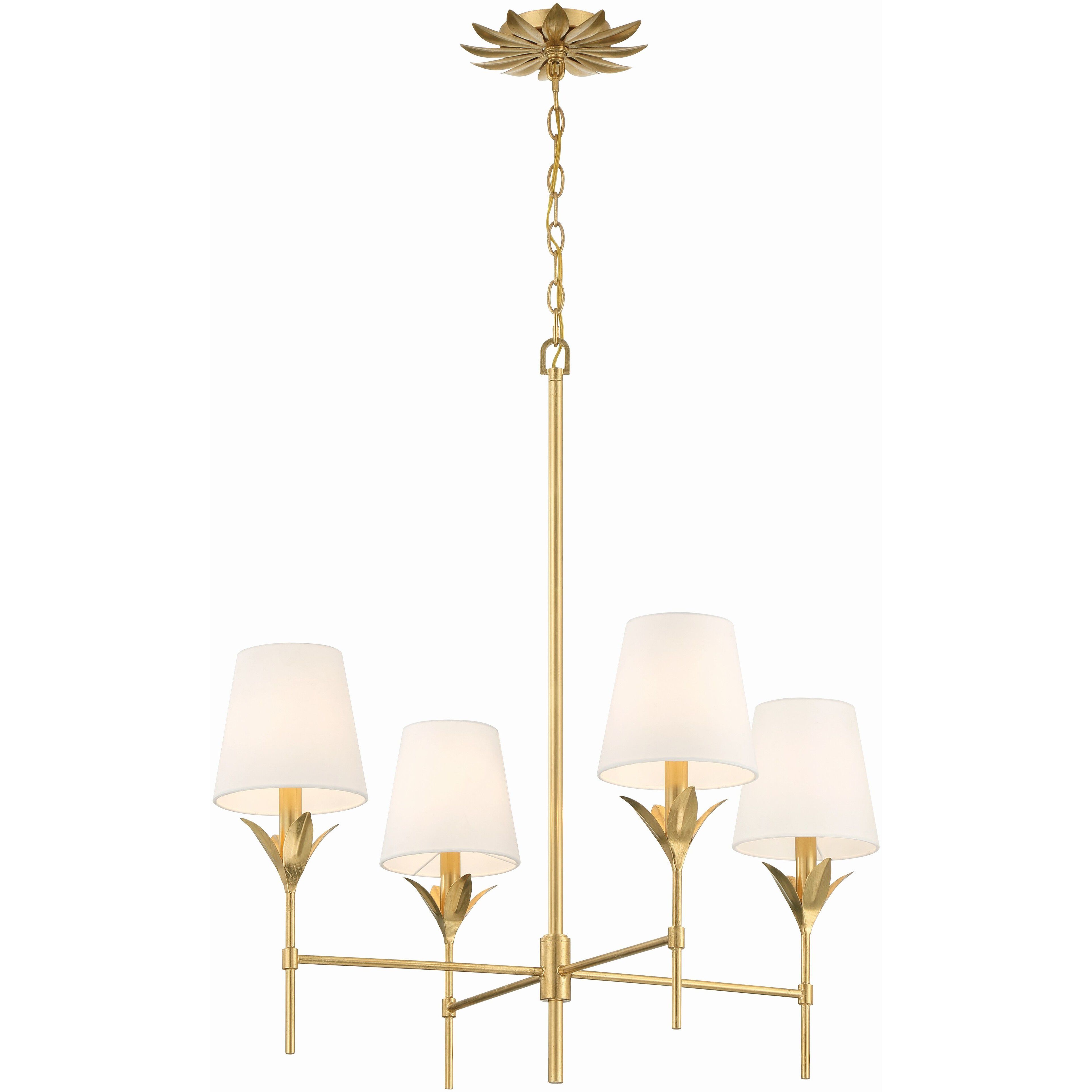 Broche 4 Light 28 inch Antique Gold Chandelier Ceiling Light
