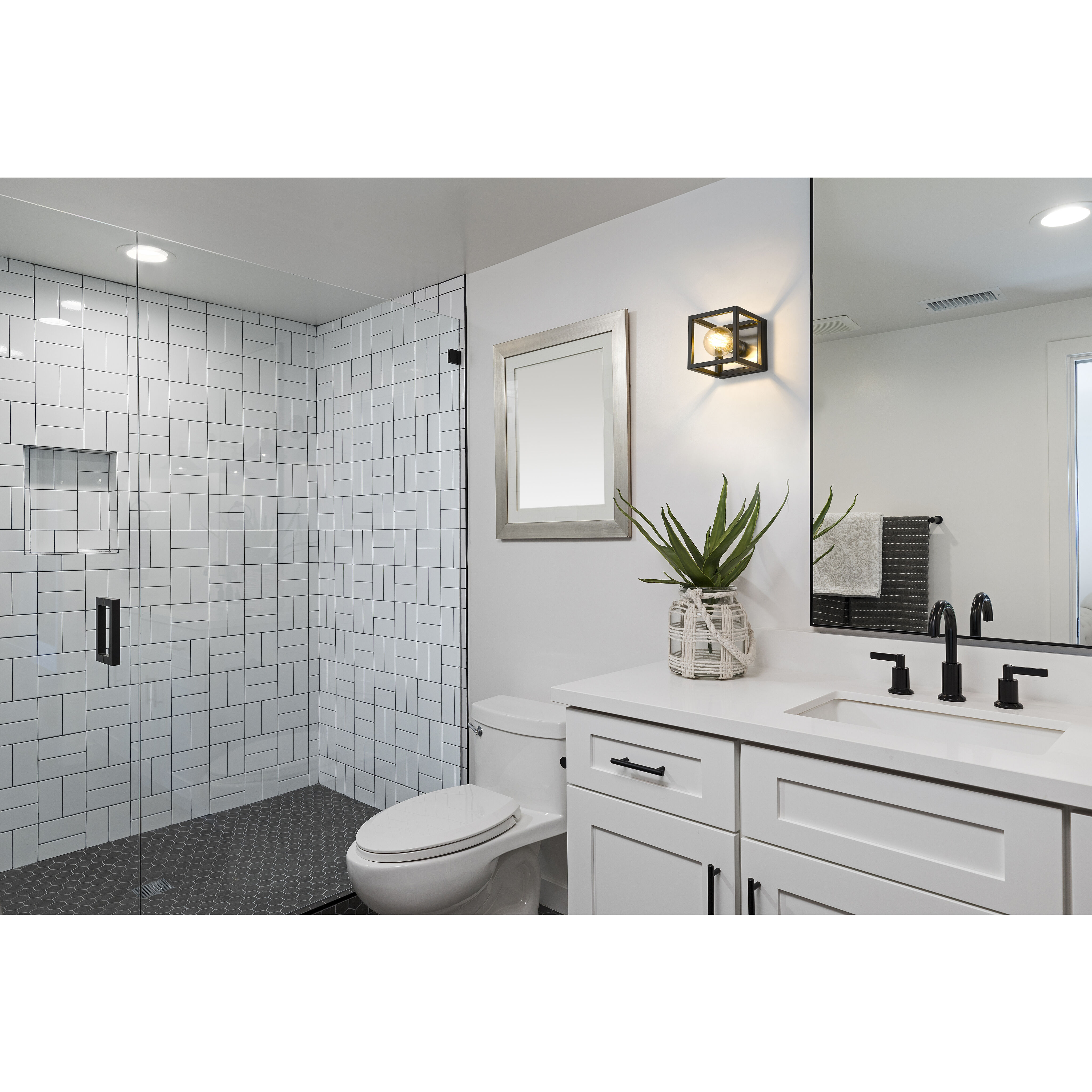 Kube 1 Light 5.75 inch Matte Black and Brushed Nickel Wall Sconce Wall Light