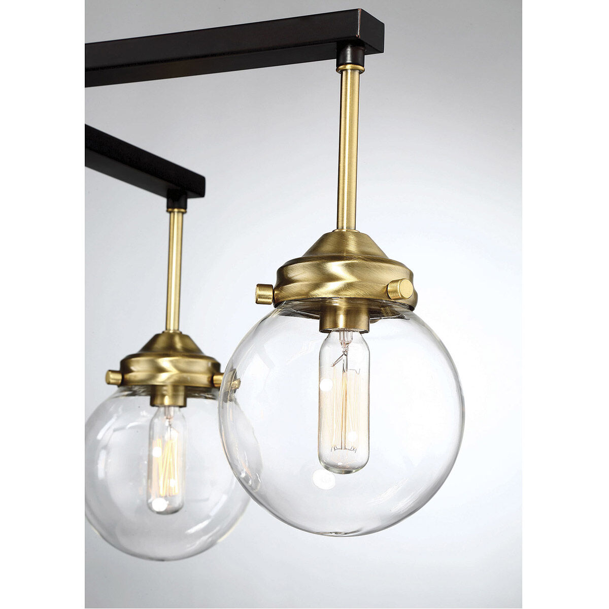 Mid-Century Modern 5 Light 22 inch Oil Rubbed Bronze with Natural Brass Chandelier Ceiling Light