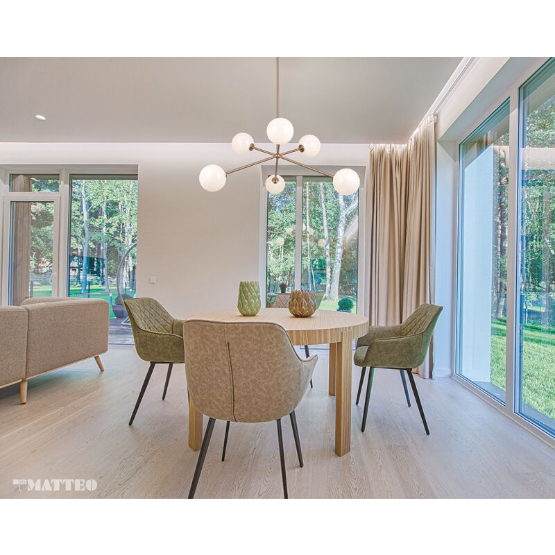 Novo 6 Light 33.13 inch Aged Gold Brass Chandelier Ceiling Light in Aged Gold Brass and Opal Glass