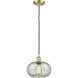 Ballston Gorham 1 Light 9.5 inch Satin Gold Mini Pendant Ceiling Light in Mica Glass, Black Textured, Ballston
