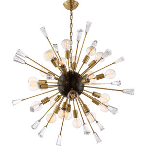 Muse 24 Light 38 inch Aged Brass and Matte Black with Glass Cubes Chandelier Ceiling Light