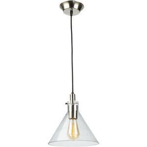 Single 1 Light 10 inch Satin Nickel and Polished Brass Pendant Ceiling Light