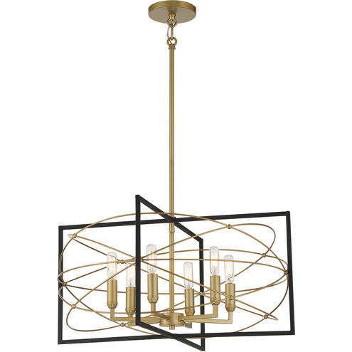 Titans Trace 6 Light 24 inch Sand Coal/Painted Honey Gold Pendant Ceiling Light