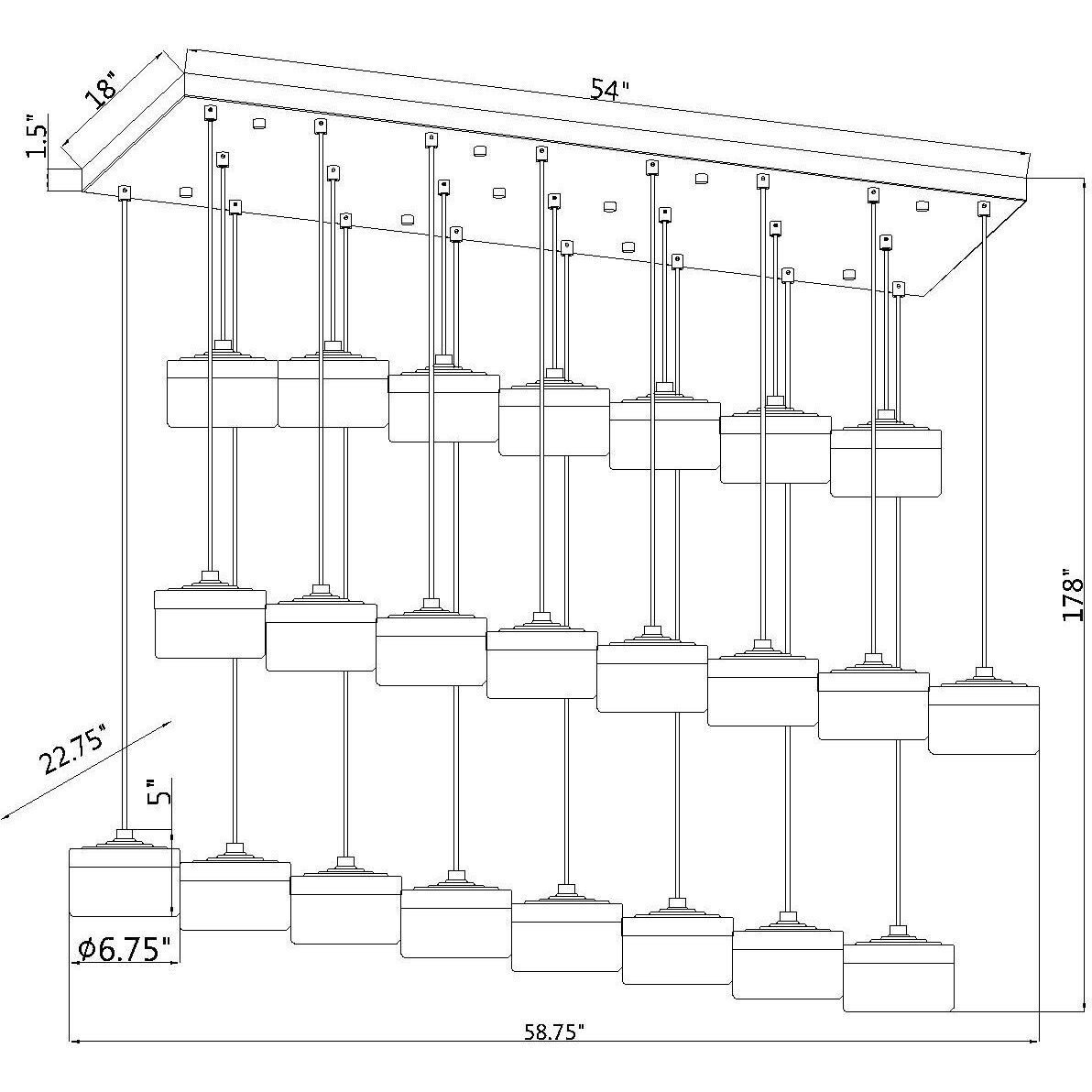 Renaud LED 58.75 inch Modern Gold Linear Chandelier Ceiling Light