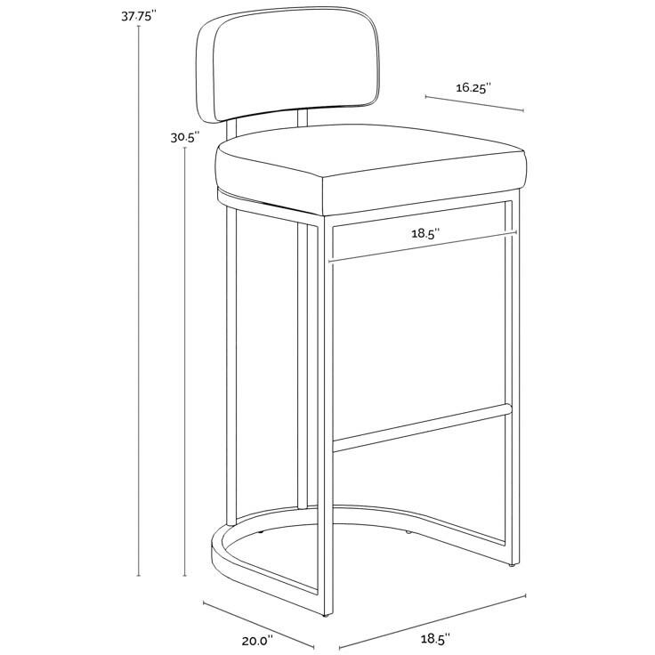 Larissa 37.75 inch Bravo Black / Halton Birch Barstool