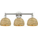 Edison Woven Rattan 3 Light 26 inch Polished Nickel Bath Vanity Light Wall Light