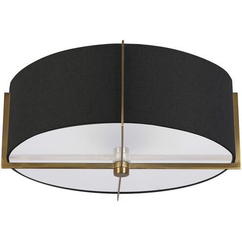 Preston 3 Light 15 inch Aged Brass with Black Semi-Flush Mount Ceiling Light