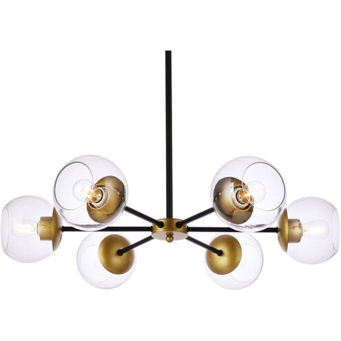 Briggs 6 Light 30 inch Black and Brass Pendant Ceiling Light