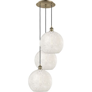 Ballston White Mouchette 3 Light 18.5 inch Antique Brass Cord Hung Multi Pendant Ceiling Light