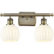 Ballston White Venetian 2 Light 16 inch Antique Brass Bath Vanity Light Wall Light
