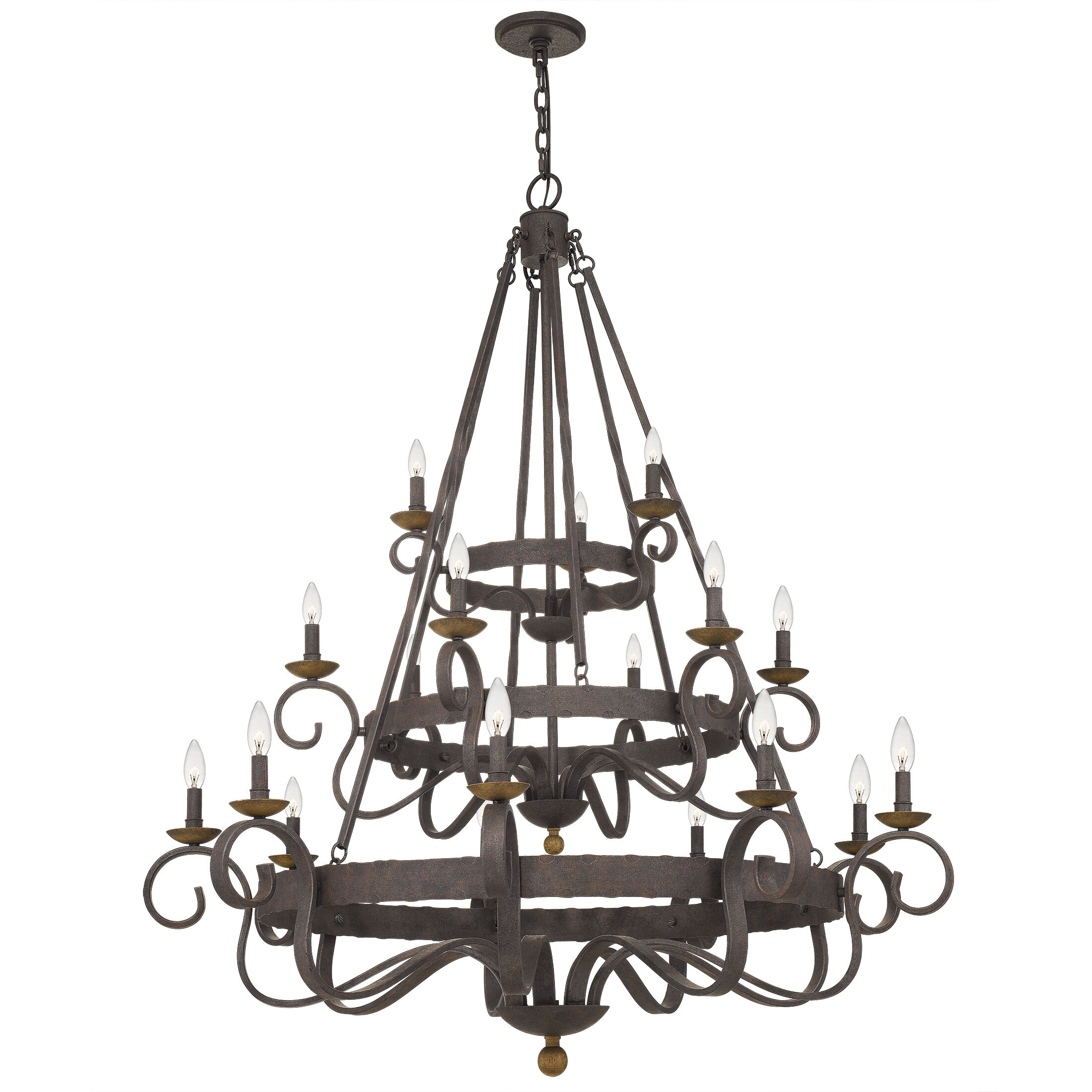 Noble 18 Light 48 inch Rustic Black Chandelier Ceiling Light