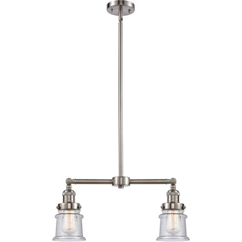 Franklin Restoration Small Canton 2 Light 21 inch Brushed Satin Nickel Island Light Ceiling Light in Seedy Glass, Franklin Restoration