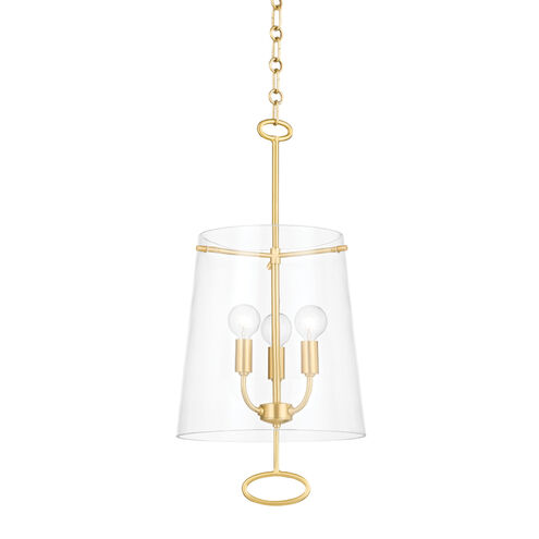 James 3 Light 11 inch Aged Brass Pendant Ceiling Light