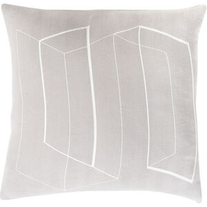 Teori 18 inch White, Silver Gray Pillow Cover