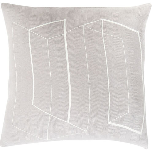 Teori 18 inch White, Silver Gray Pillow Cover
