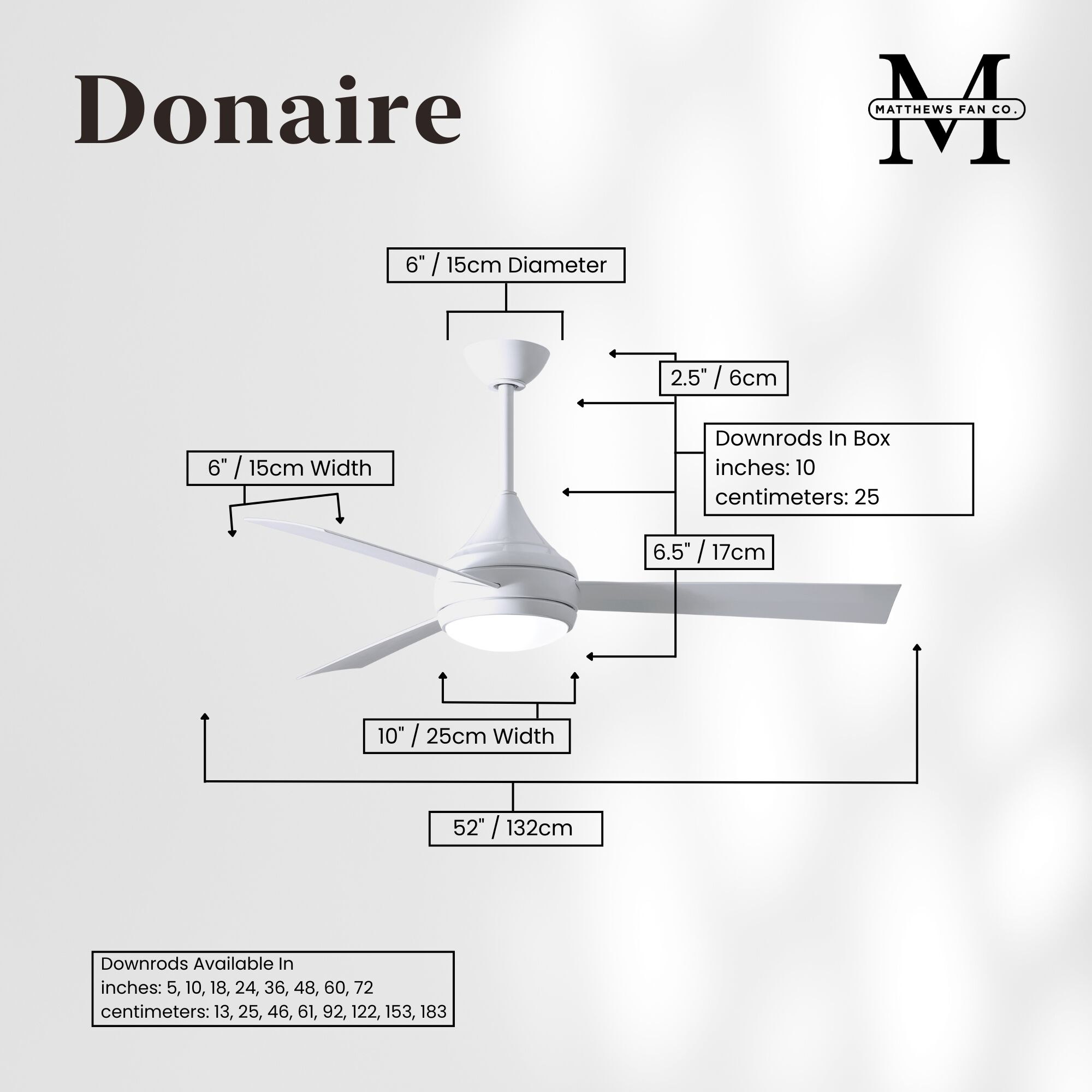 Atlas Donaire 52 inch Gloss White Paddle Fan, Coastal Wet Rated