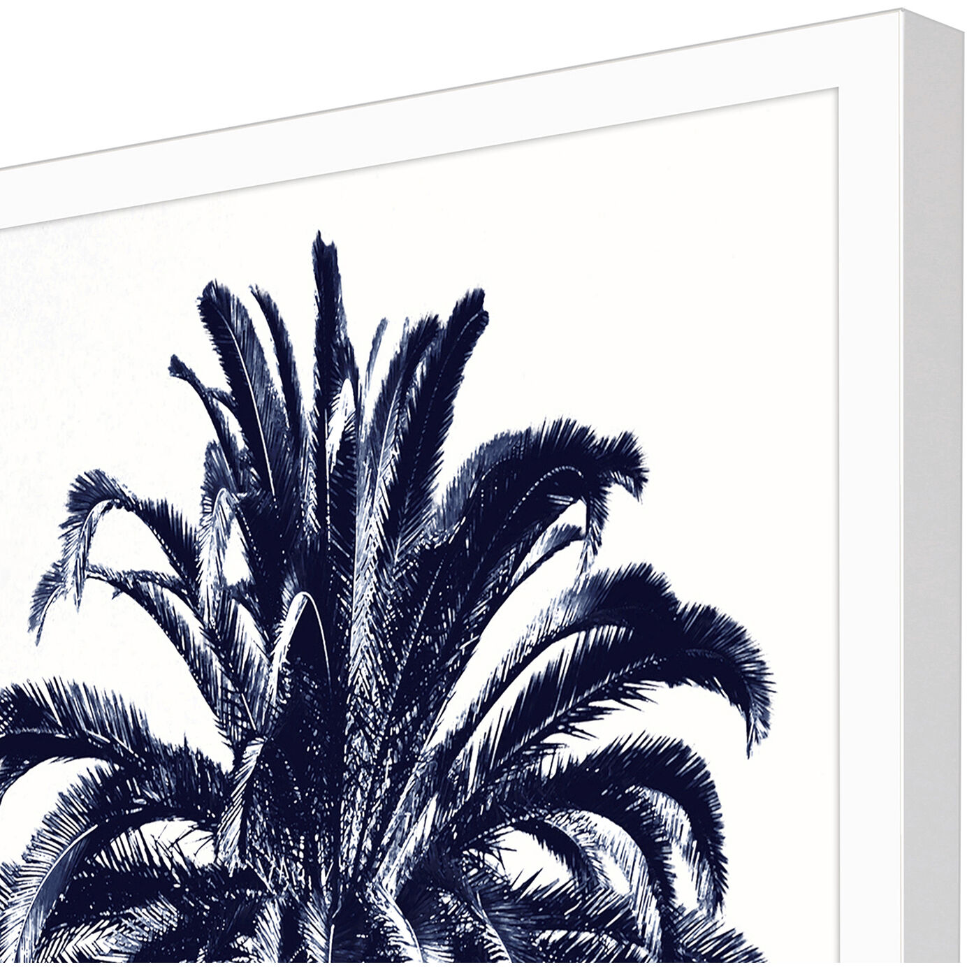 Palm Tree Blue Blue and White Framed Art