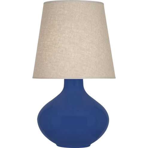 June 30.75 inch 150.00 watt Cobalt Glaze Table Lamp Portable Light in Buff Linen