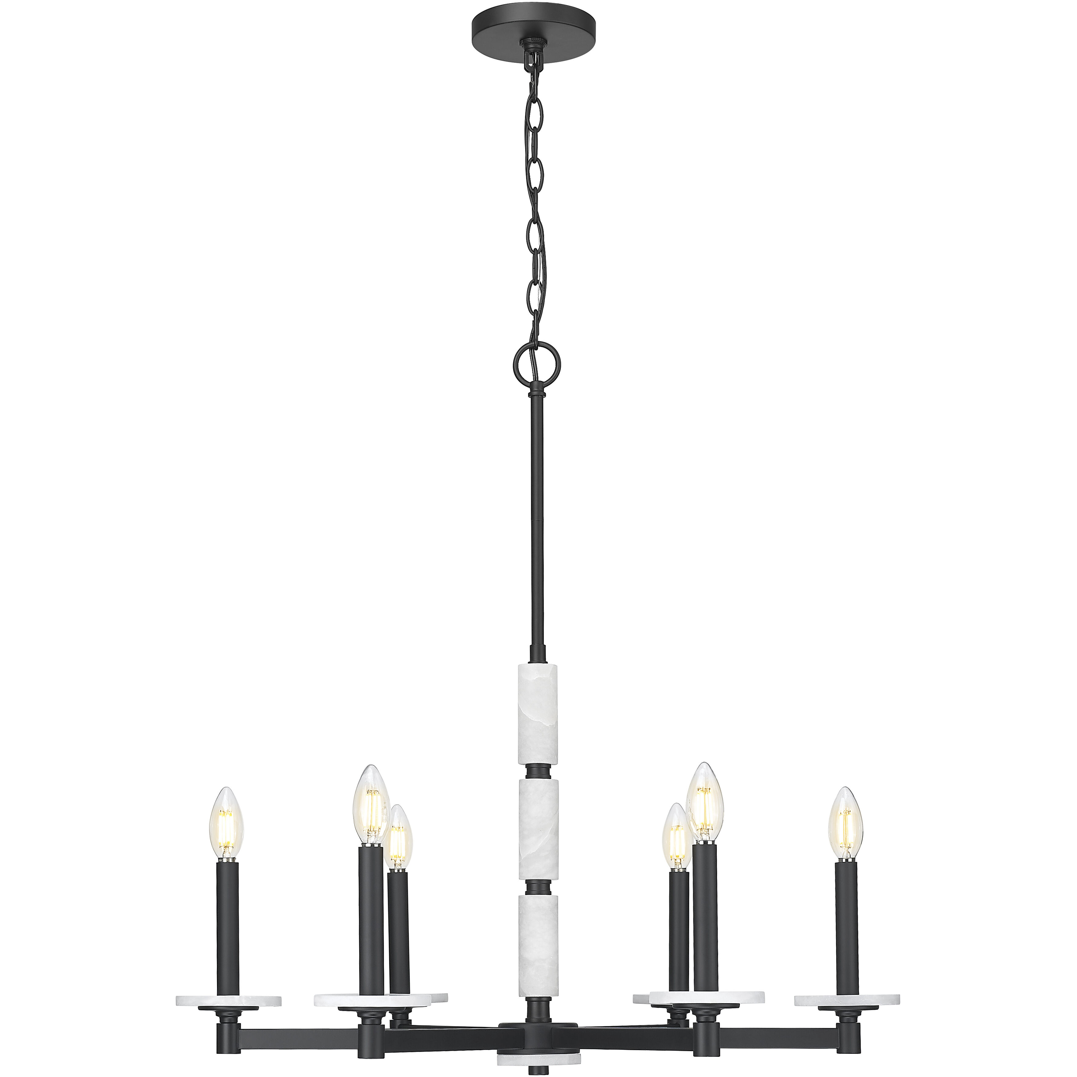Kaden 6 Light 28 inch Matte Black Chandelier Ceiling Light