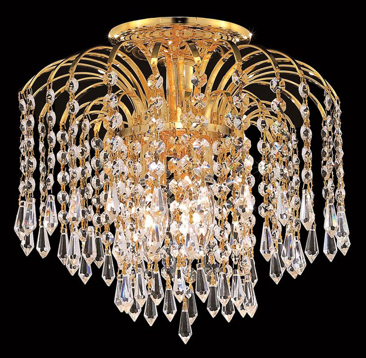 Falls 4 Light 16 inch Gold Flush Mount Ceiling Light in Royal Cut