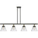 Ballston Large Cone 4 Light 48 inch Black Antique Brass Island Light Ceiling Light in Clear Glass