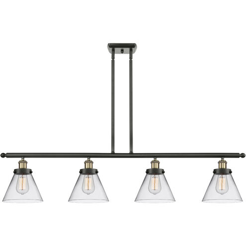 Ballston Large Cone LED 48 inch Black Antique Brass Island Light Ceiling Light in Clear Glass