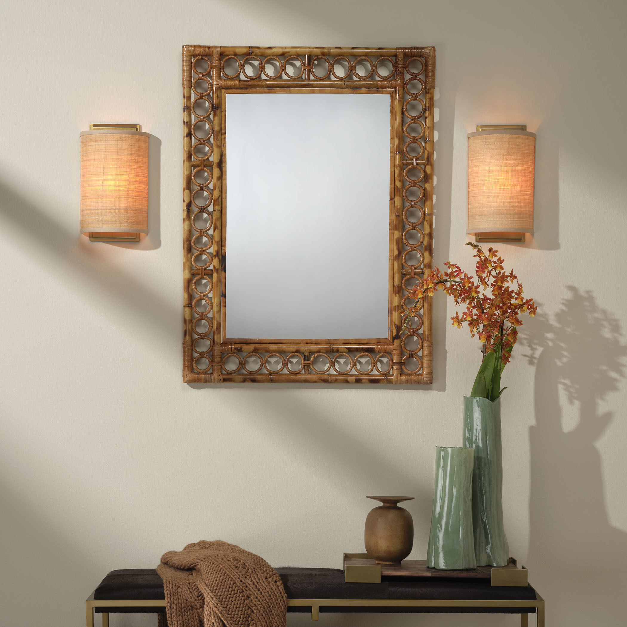 Marche 40 X 30 inch Natural Bamboo Mirror, Inline