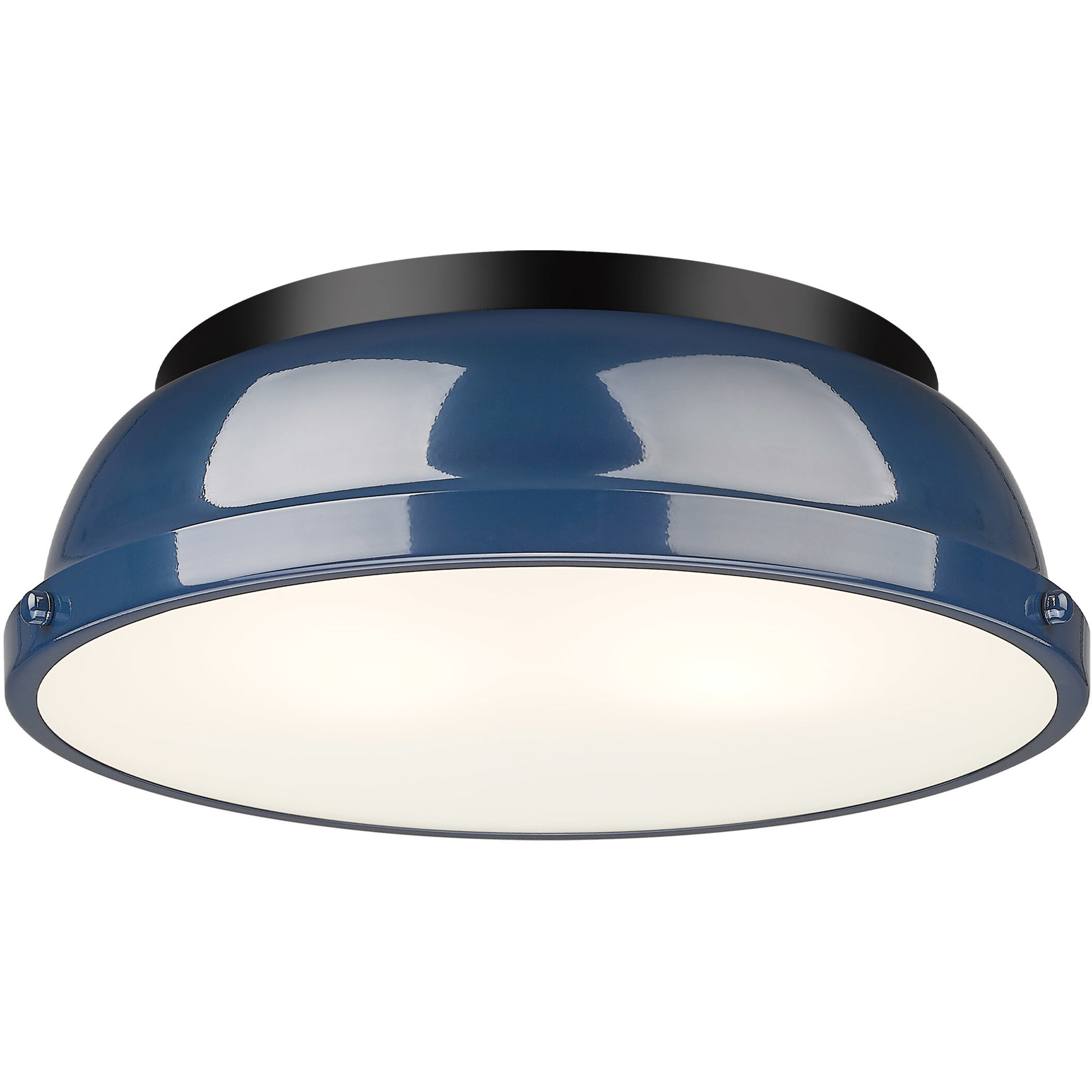 Yep Duncan 2 Light 14 inch Matte Black Flush Mount Ceiling Light in Navy