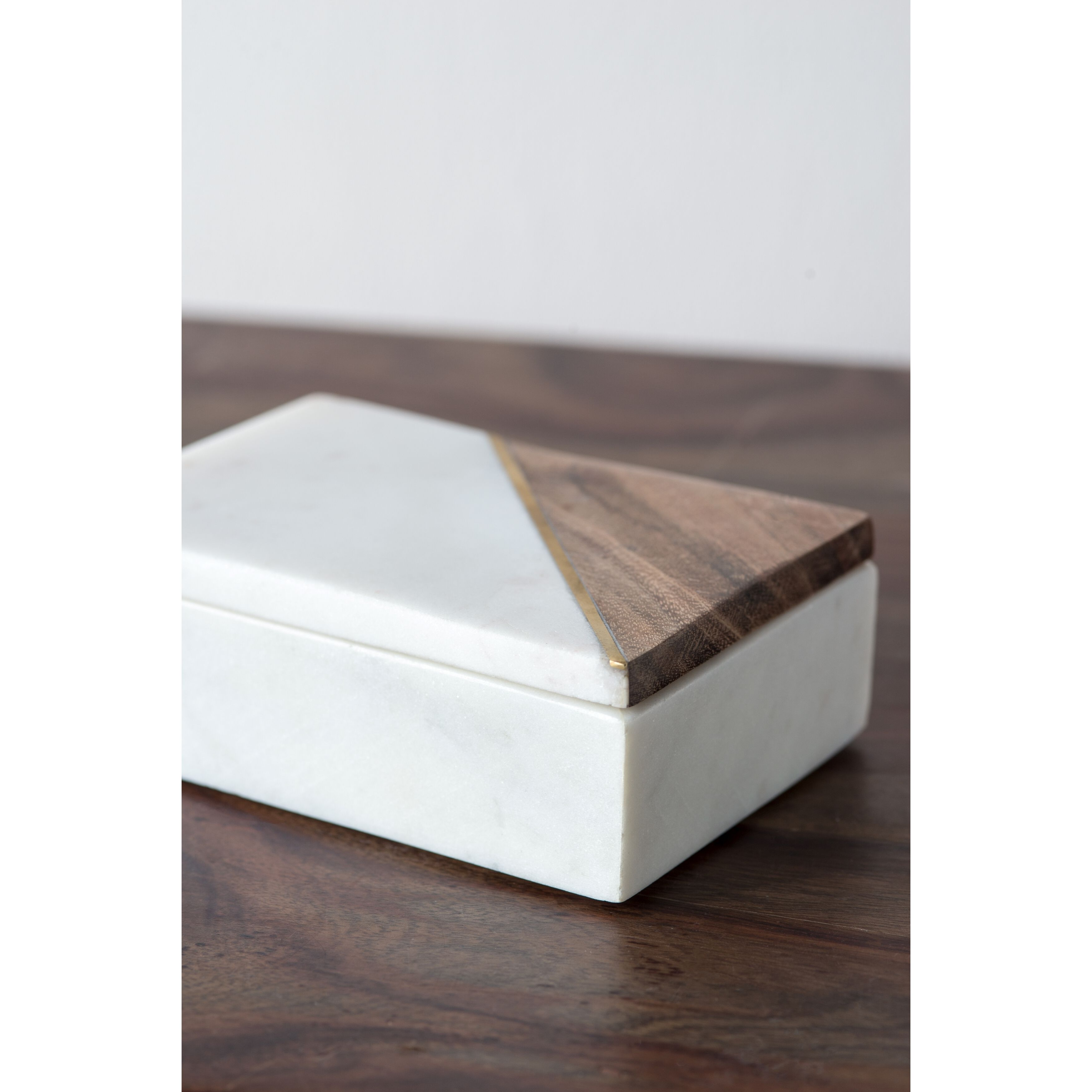 Anita 3.9 inch White/Brown Marble Boxes