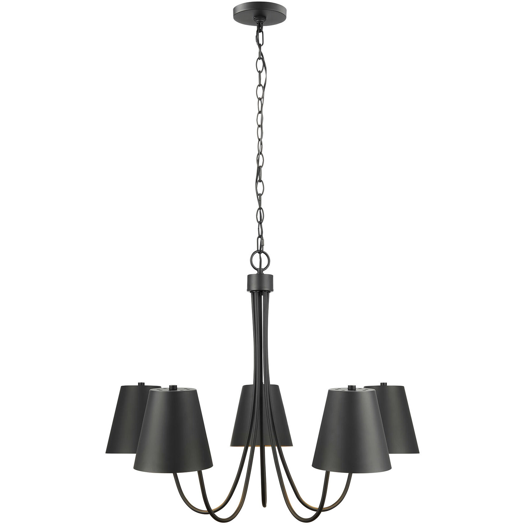 Modern 5 Light 32 inch Matte Black Chandelier Ceiling Light