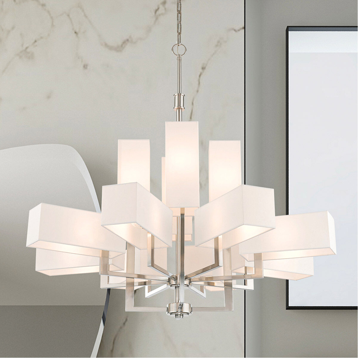 Livex 42679-91 Rubix 12 Light 44 inch Brushed Nickel Foyer