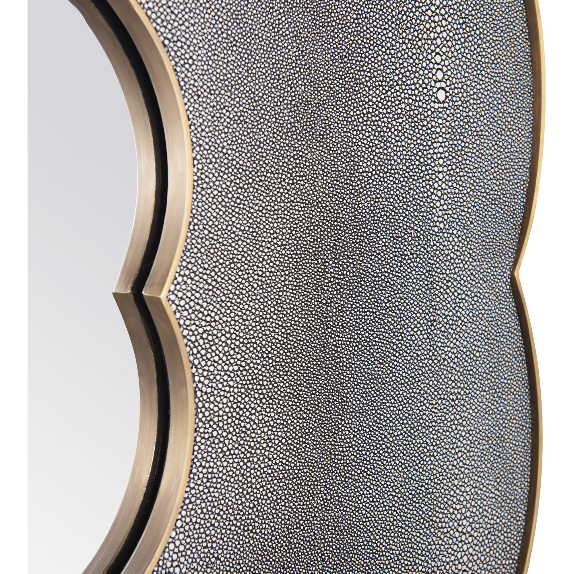 Scallop Gray Shagreen with Weathered Brass Wall Mirror