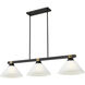 Bronte 3 Light 52.75 inch Matte Black and Rubbed Brass Billiard Light Ceiling Light in White Linen Glass