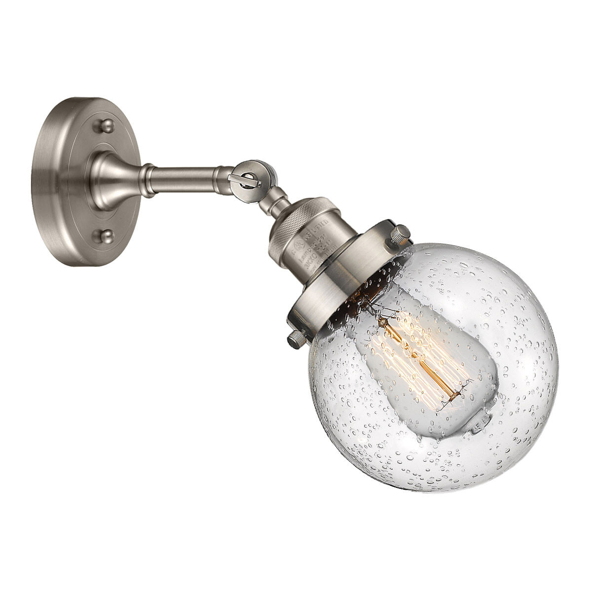 Franklin Restoration Beacon LED 6 inch Brushed Satin Nickel Sconce Wall Light in Seedy Glass, Franklin Restoration