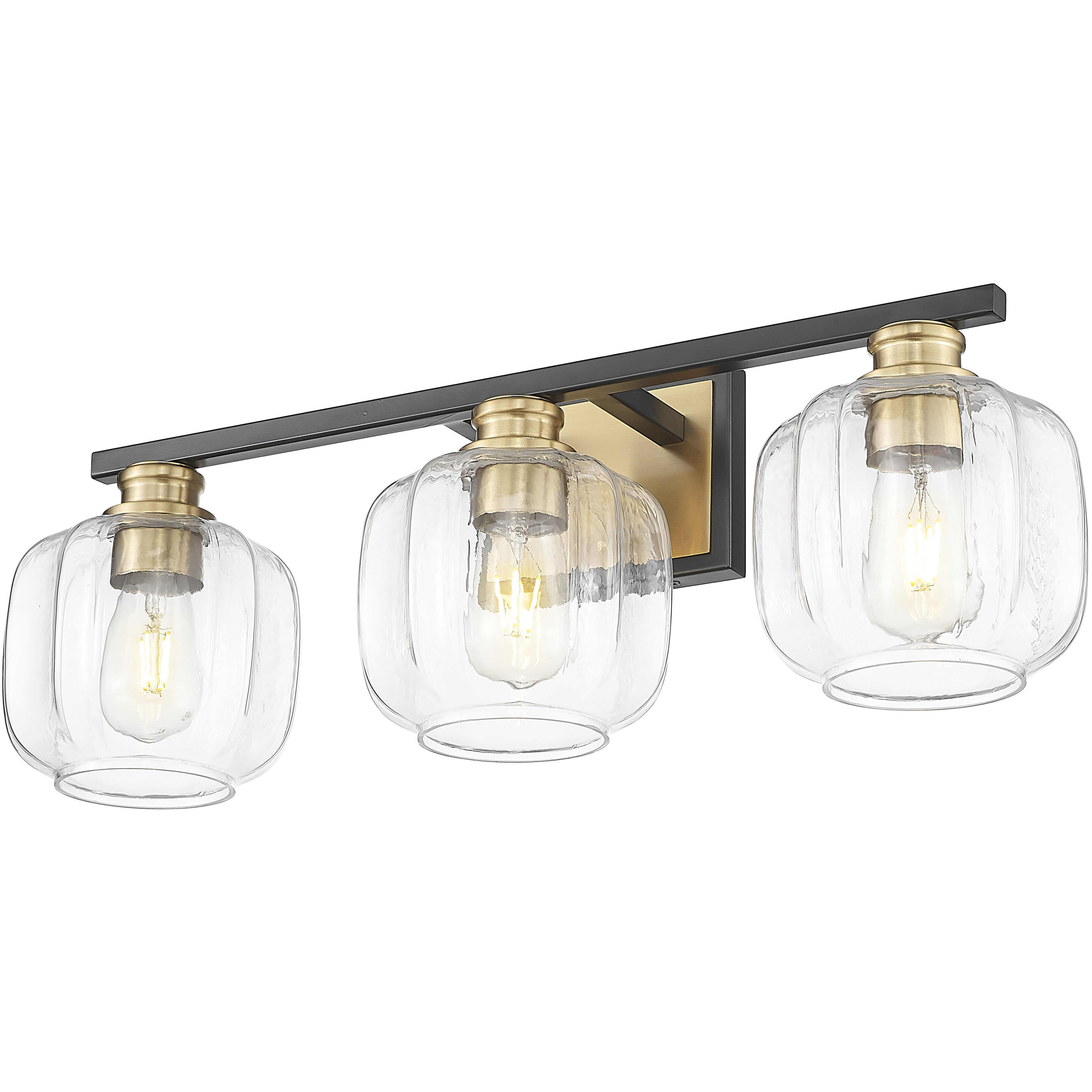 Oxley 3 Light 25 inch Matte Black and Brass Vanity Wall Light