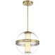 Divinely LED 16.75 inch Celeste Brass Pendant Ceiling Light