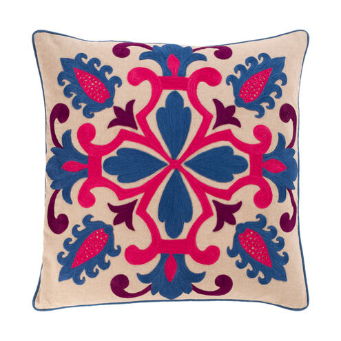 Khavi 18 X 18 inch Dark Blue/Denim/Bright Pink/Dark Purple/Beige Pillow Kit, Square